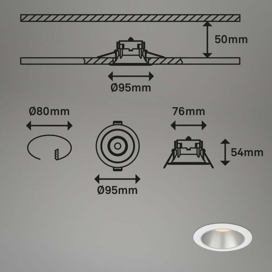 Briloner 7041-036 - KOMPLEKTAS 3x LED įleidžiamas lubinis vonios šviestuvas LED/4,9W/230V IP44 balta