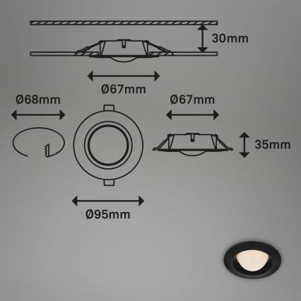 Briloner 7056-035 - KOMPLEKTAS 3x LED įleidžiamas lubinis vonios šviestuvas LED/3W/230V IP44