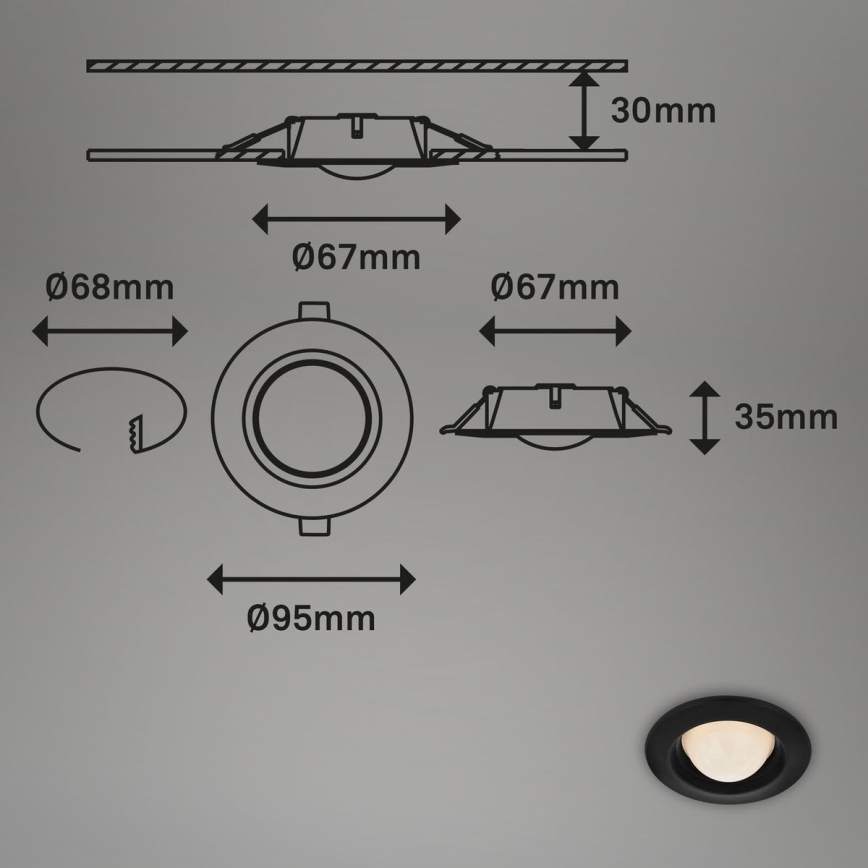 Briloner 7056-035 - KOMPLEKTAS 3x LED įleidžiamas lubinis vonios šviestuvas LED/3W/230V IP44