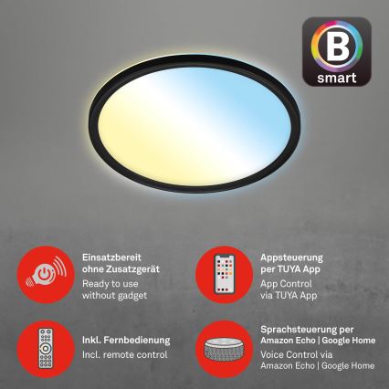 Briloner 7058-015 - LED Reguliuojamas šviestuvas SLIM LED/18W/230V 2700-6500K Wi-Fi Tuya + nuotolinio valdymo pultas