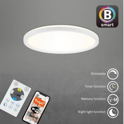 Briloner 7058-016 - LED Reguliuojamas šviestuvas SLIM LED/18W/230V 2700-6500K Wi-Fi Tuya + nuotolinio valdymo pultas