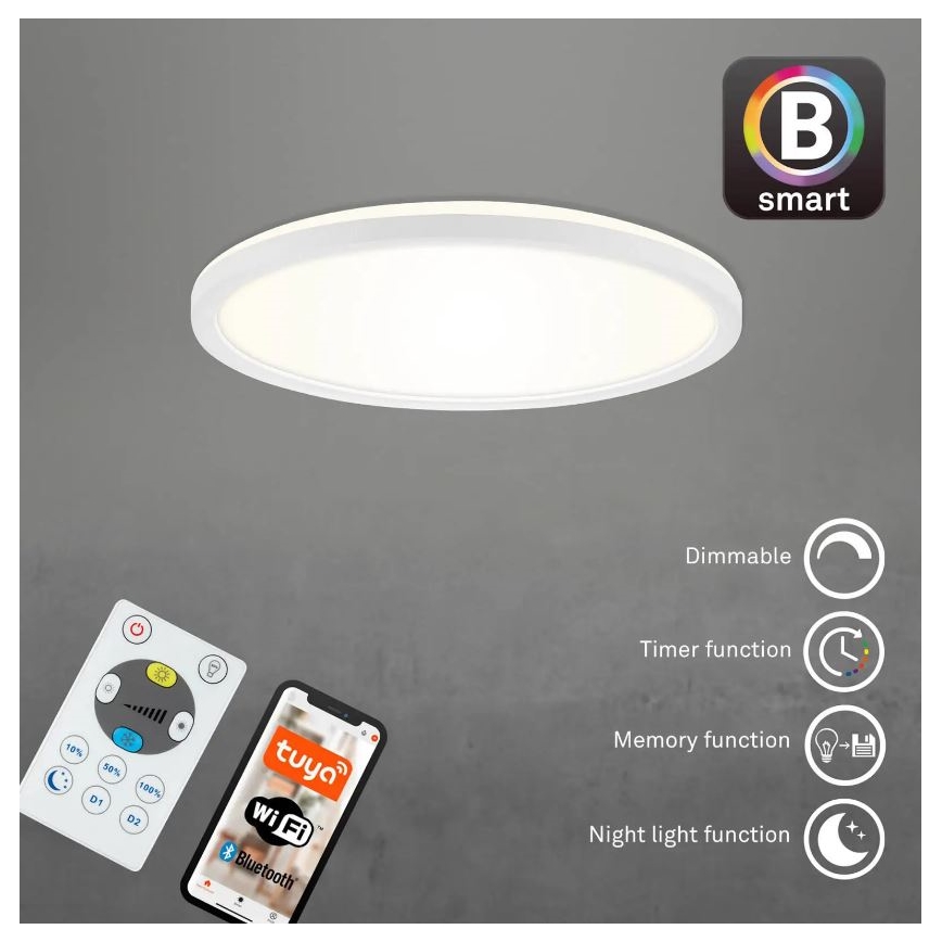 Briloner 7058-016 - LED Reguliuojamas šviestuvas SLIM LED/18W/230V 2700-6500K Wi-Fi Tuya + nuotolinio valdymo pultas