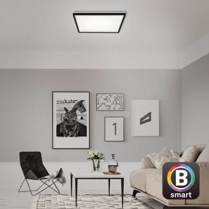 Briloner 7060-015 - Reguliuojamas paviršinis SLIM LED panelis LED/22W/230V 2700–6500K 42×42 cm, juodos spalvos, Wi‑Fi Tuya + nuotolinis valdymo pultas