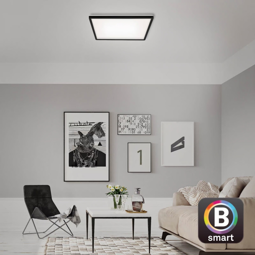 Briloner 7060-015 - Reguliuojamas paviršinis SLIM LED panelis LED/22W/230V 2700–6500K 42×42 cm, juodos spalvos, Wi‑Fi Tuya + nuotolinis valdymo pultas