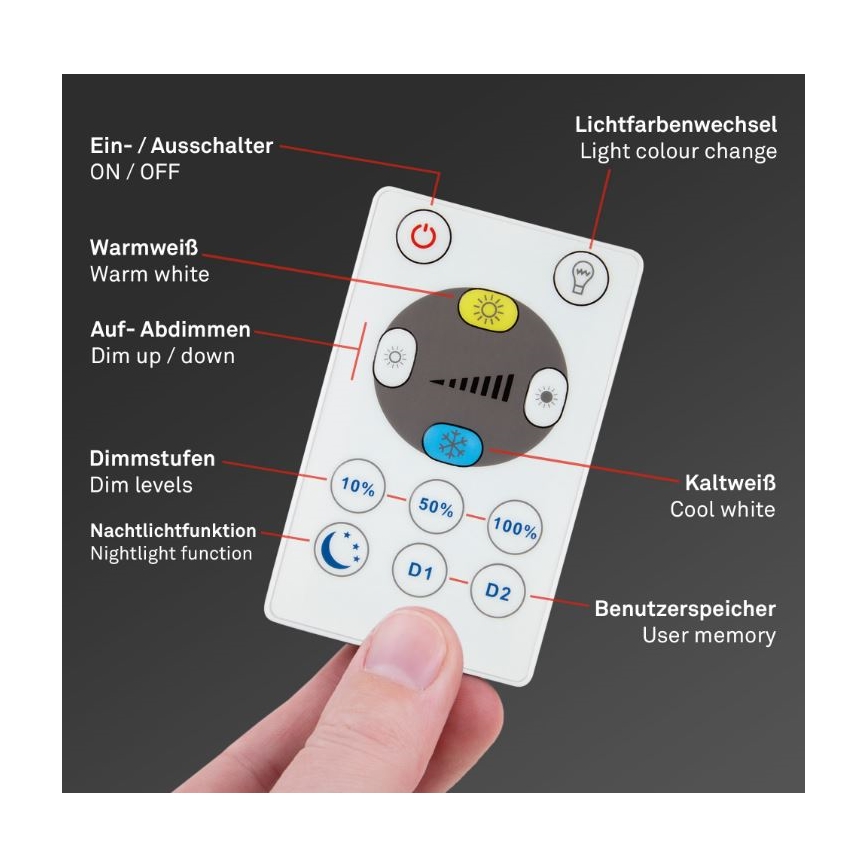 Briloner 7079-015 - LED reguliuojamas lubų šviestuvas SLIM LED/18W/230V 2700-6500K + nuotolinis valdymas