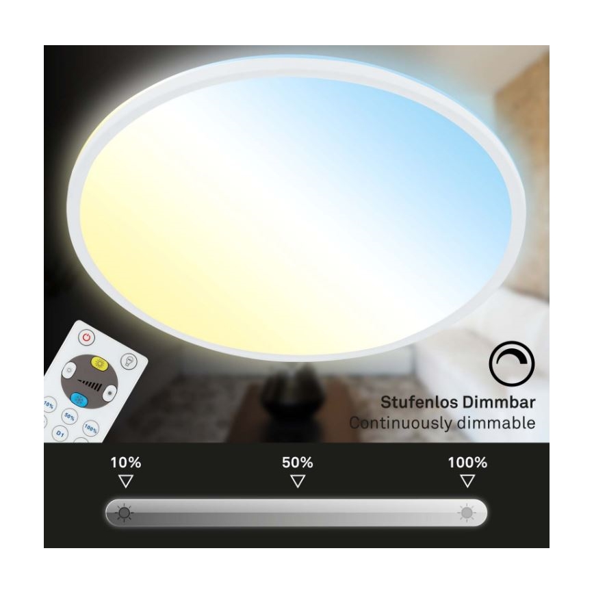 Briloner 7079-016 - LED reguliuojamas lubų šviestuvas SLIM LED/18W/230V 2700-6500K + nuotolinis valdymas