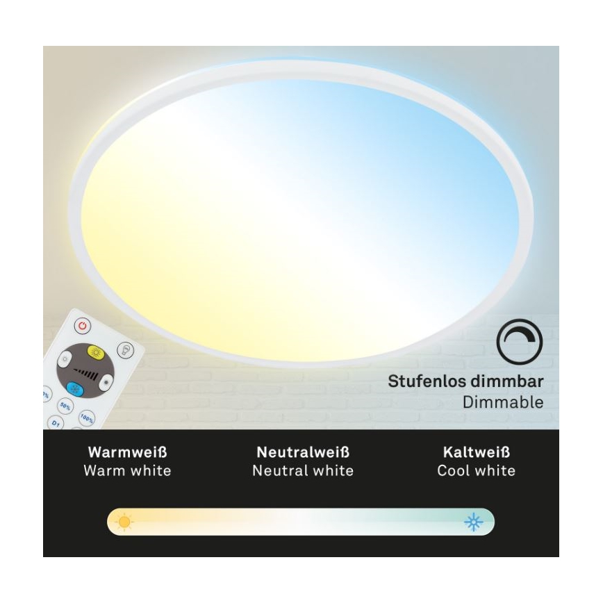 Briloner 7079-016 - LED reguliuojamas lubų šviestuvas SLIM LED/18W/230V 2700-6500K + nuotolinis valdymas