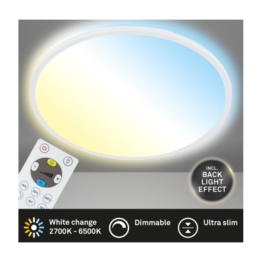 Briloner 7079-016 - LED reguliuojamas lubų šviestuvas SLIM LED/18W/230V 2700-6500K + nuotolinis valdymas