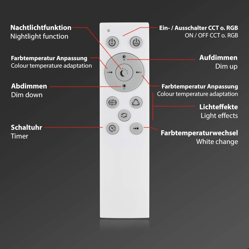 Briloner 7087-016 - LED RGBW Pritemdomas šviestuvas SMART LED/24W/230V 3000-6500K Wi-Fi Tuya + nuotolinio valdymo pultas