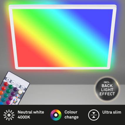 Briloner 7091-416 - LED RGBW reguliuojamas lubų šviestuvas SLIM LED/22W/230V + nuotolinio valdymo pultas