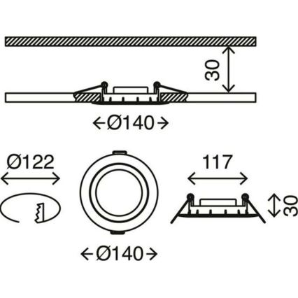 Briloner 7116-412 - LED įleidžiamas lubinis vonios šviestuvas FLAT IN LED/9W/230V IP23