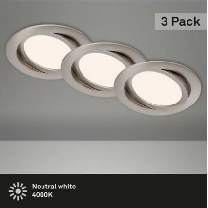 Briloner 7116-432 - KOMPLEKTAS 3x LED įleidžiamas lubinis vonios šviestuvas FLAT IN LED/9W/230V IP23