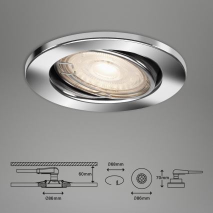 Briloner 7144-038 - KOMPLEKTAS 3x LED įleidžiamas lubinis vonios šviestuvas SLIDE GU10/3,5W/230V IP23