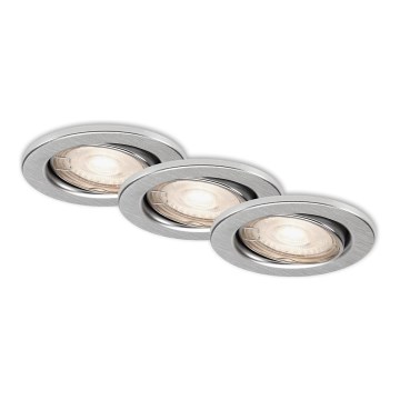 Briloner 7144-039 - KOMPLEKTAS 3x LED įleidžiamas lubinis vonios šviestuvas SLIDE 1xGU10/4W/230V IP23