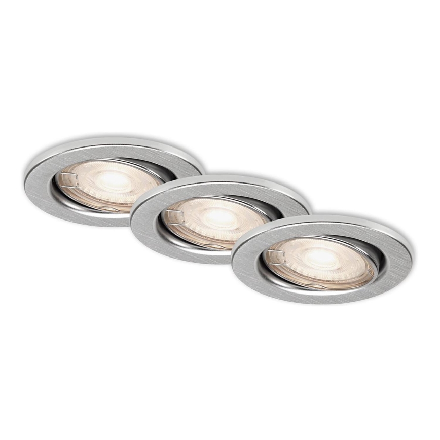 Briloner 7144-039 - KOMPLEKTAS 3x LED įleidžiamas lubinis vonios šviestuvas SLIDE 1xGU10/4W/230V IP23