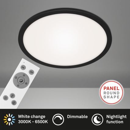 Briloner 7168-015 - LED Pritemdomas lubinis šviestuvas PIATTO LED/22W/230V 3000-6500K diametras 40 cm juoda + nuotolinio valdymo pultas