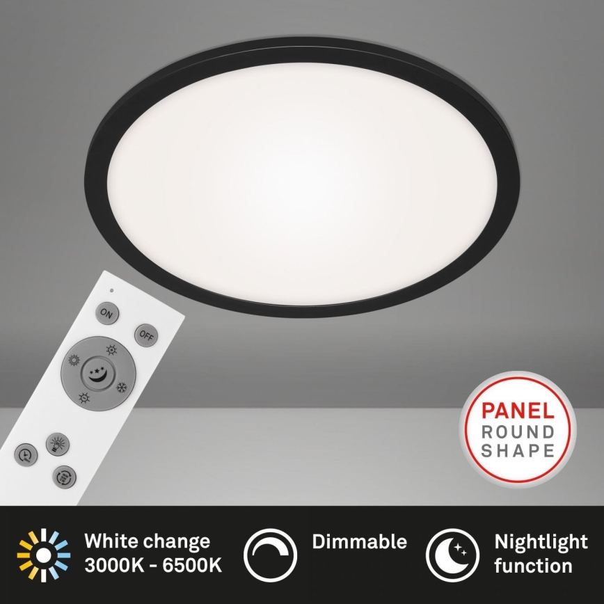 Briloner 7168-015 - LED Pritemdomas lubinis šviestuvas PIATTO LED/22W/230V 3000-6500K diametras 40 cm juoda + nuotolinio valdymo pultas