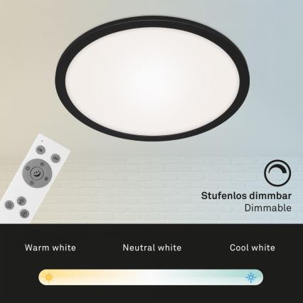 Briloner 7168-015 - LED Pritemdomas lubinis šviestuvas PIATTO LED/22W/230V 3000-6500K diametras 40 cm juoda + nuotolinio valdymo pultas