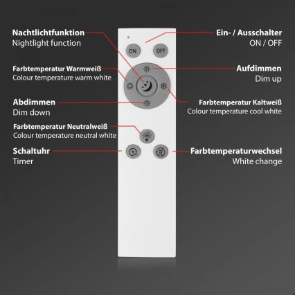 Briloner 7168-015 - LED Pritemdomas lubinis šviestuvas PIATTO LED/22W/230V 3000-6500K diametras 40 cm juoda + nuotolinio valdymo pultas