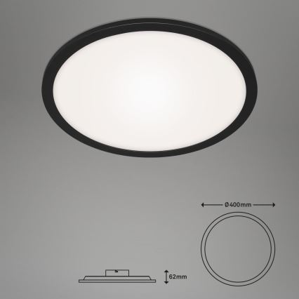 Briloner 7168-015 - LED Pritemdomas lubinis šviestuvas PIATTO LED/22W/230V 3000-6500K diametras 40 cm juoda + nuotolinio valdymo pultas