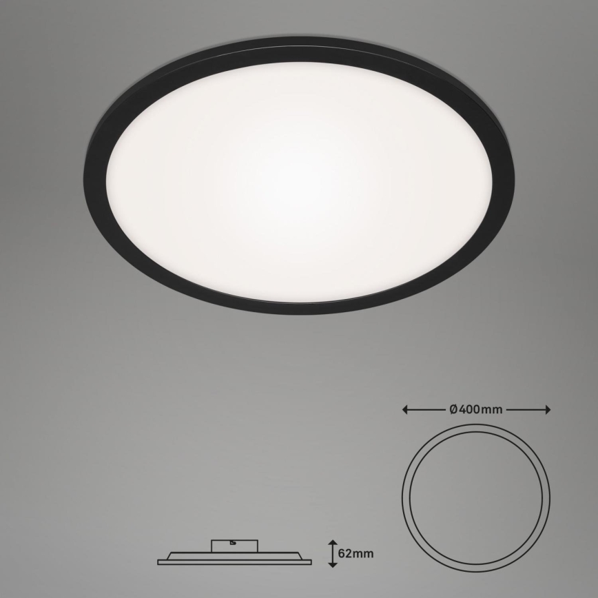 Briloner 7168-015 - LED Pritemdomas lubinis šviestuvas PIATTO LED/22W/230V 3000-6500K diametras 40 cm juoda + nuotolinio valdymo pultas