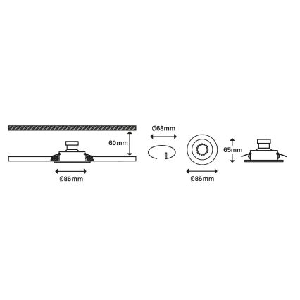 Briloner 7182-032-RINKINYS 3xLED Reguliuojamas vonios šviestuvas 1xGU10/5W/230V IP23