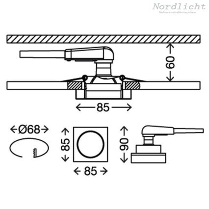 Briloner 7200-016 - LED įleidžiamas lubinis vonios šviestuvas ATTACH 1xGU10/3W/230V IP23