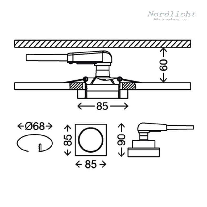 Briloner 7200-016 - LED įleidžiamas lubinis vonios šviestuvas ATTACH 1xGU10/3W/230V IP23