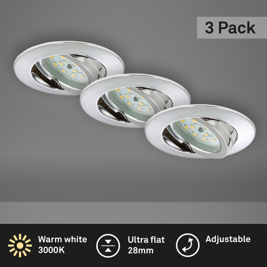 Briloner 7209-038 - KOMPLEKTAS 3x LED įleidžiamas lubinis vonios šviestuvas LED/5W/230V IP23