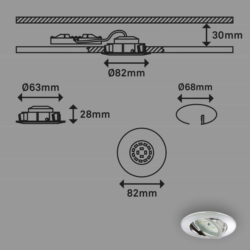 Briloner 7209-038 - KOMPLEKTAS 3x LED įleidžiamas lubinis vonios šviestuvas LED/5W/230V IP23