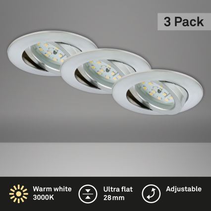 Briloner 7209-039 - RINKINYS 3 vnt. LED vonios įleidžiamųjų šviestuvų ATTACH LED/5W/230V IP23 matinis chromas