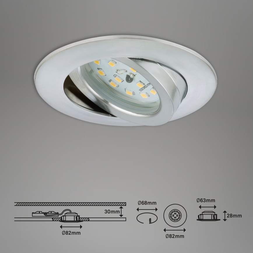 Briloner 7209-039 - RINKINYS 3 vnt. LED vonios įleidžiamųjų šviestuvų ATTACH LED/5W/230V IP23 matinis chromas