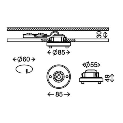 Briloner 7214-019 - LED įleidžiamas lubinis vonios šviestuvas ATTACH LED/5W/230V IP44 3000K apvalus