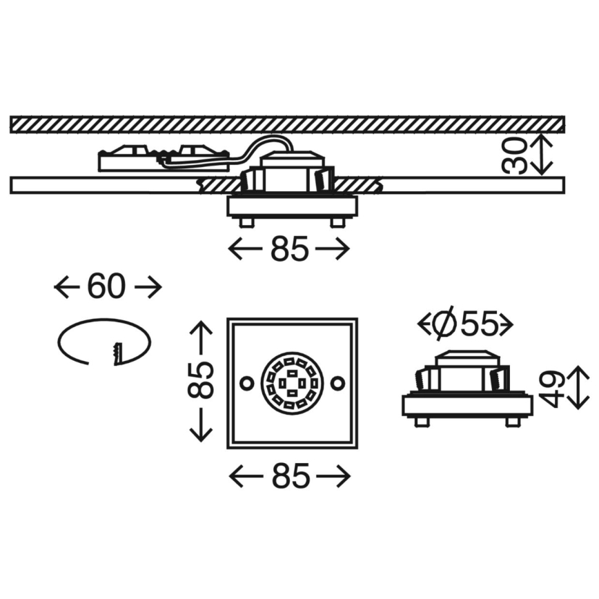 Briloner 7215-012 - LED įleidžiamas lubinis vonios šviestuvas ATTACH LED/5W/230V IP44