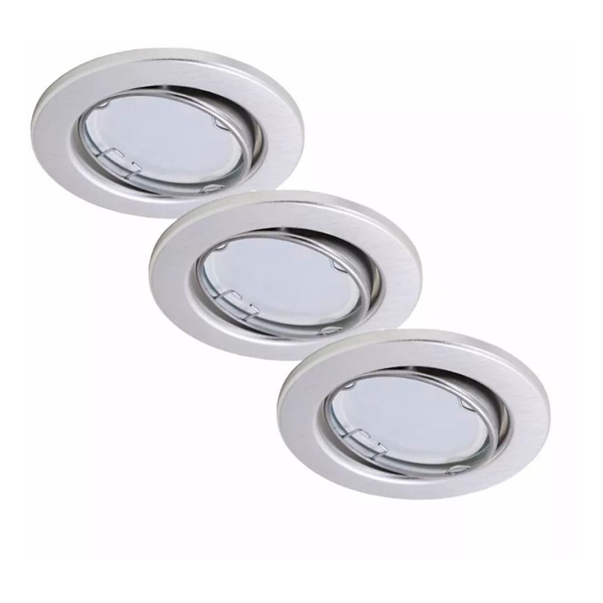 Briloner 7221-039 - RINKINYS 3x LED Įleidžiamas vonios šviestuvas 1xGU10/3W/230V IP23 sidabras