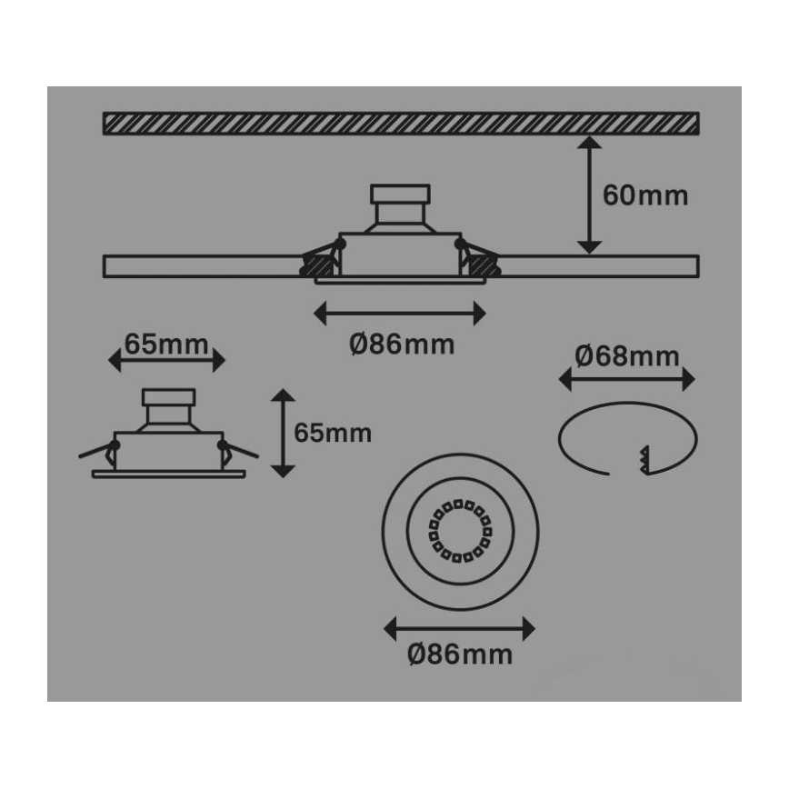 Briloner 7221-039 - RINKINYS 3x LED Įleidžiamas vonios šviestuvas 1xGU10/3W/230V IP23 sidabras