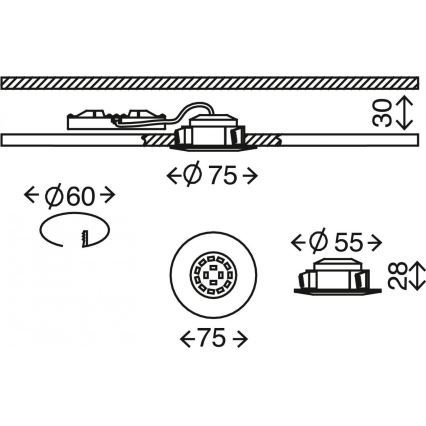 Briloner 7231-019 - LED Reguliuojamas vonios įleidžiamas šviestuvas LED/5,5W/230V IP44