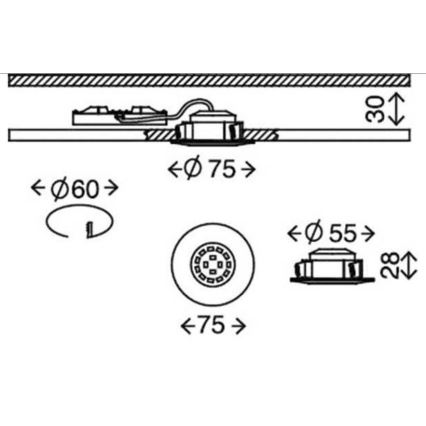 Briloner 7231-031- KOMPLEKTAS 3x LED Reguliuojamas vonios įleidžiamas šviestuvas LED/5,5W/230V IP44