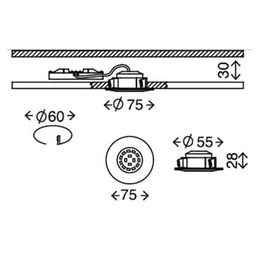 Briloner 7231-031- KOMPLEKTAS 3x LED Reguliuojamas vonios įleidžiamas šviestuvas LED/5,5W/230V IP44