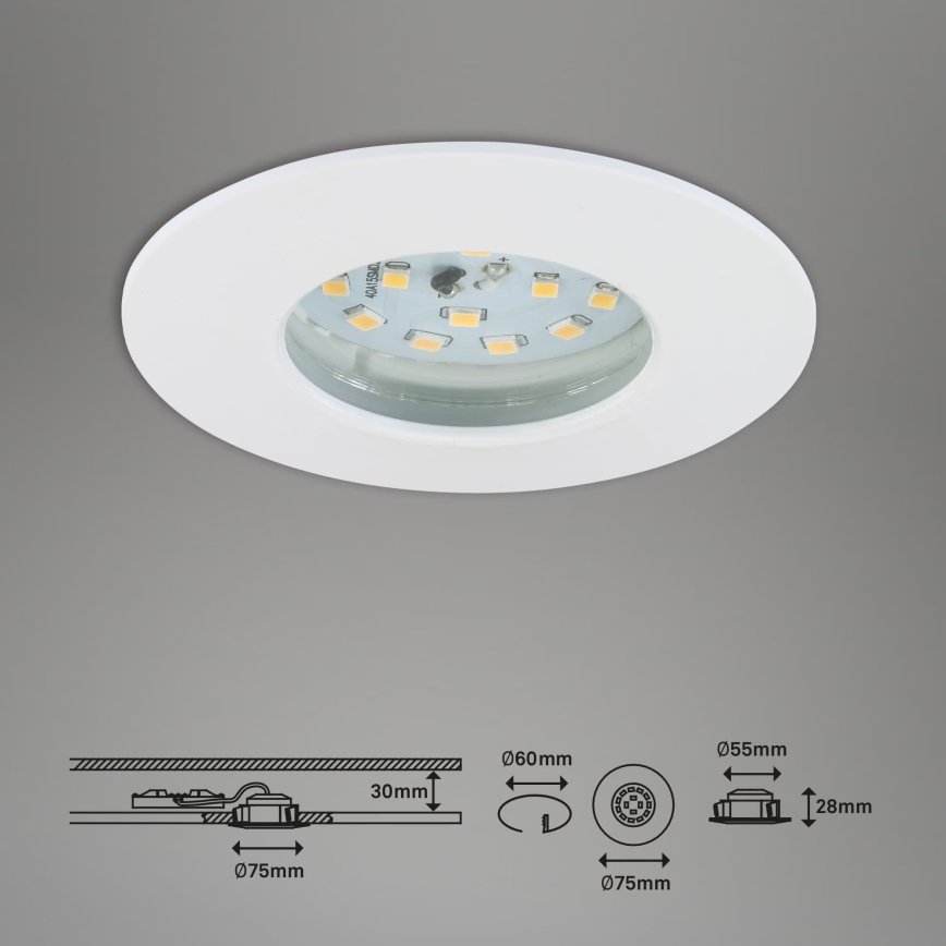 Briloner 7231-036 - KOMPLEKTAS 3x LED Reguliuojamas vonios įleidžiamas šviestuvas LED/5,5W/230V IP44