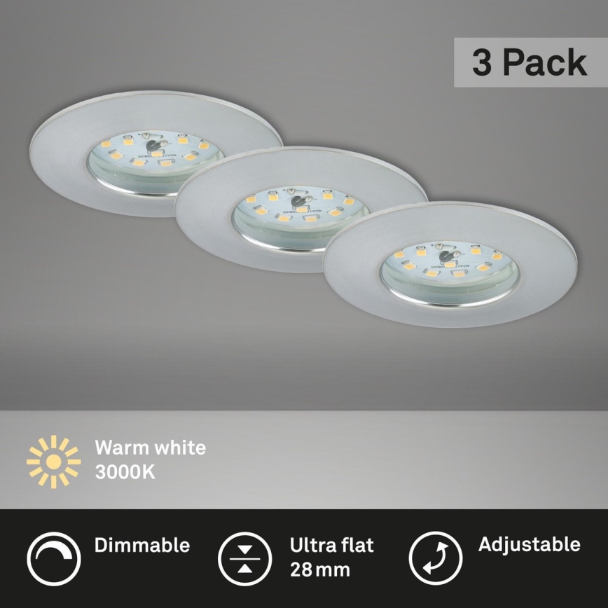 Briloner 7231-039 - Rinkinys 3x LED reguliuojami vonios įleidžiami šviestuvai LED/5,5W/230V IP44 matinis chromas