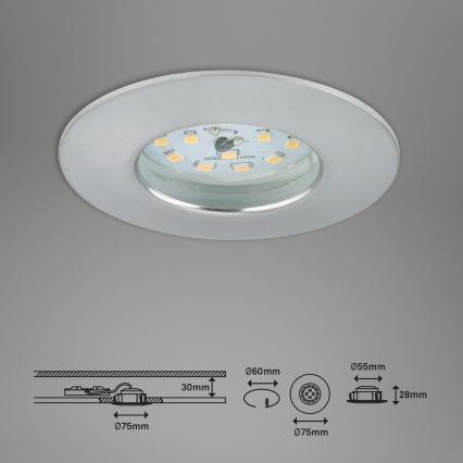 Briloner 7231-039 - Rinkinys 3x LED reguliuojami vonios įleidžiami šviestuvai LED/5,5W/230V IP44 matinis chromas