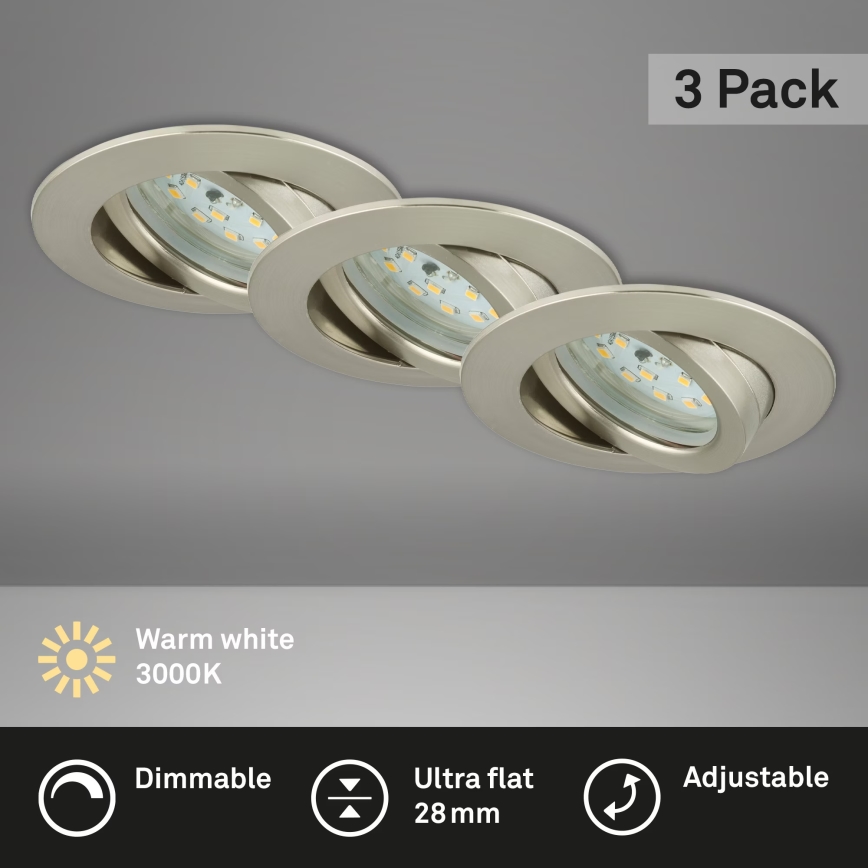 Briloner 7232-032 - KOMPLEKTAS 3 vnt. reguliuojami LED vonios įleidžiami šviestuvai ATTACH LED/5,5W/230V IP23
