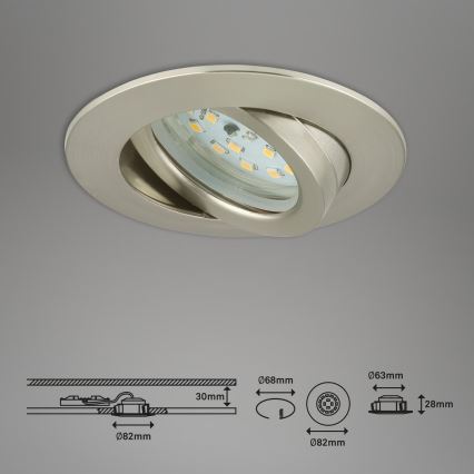 Briloner 7232-032 - KOMPLEKTAS 3 vnt. reguliuojami LED vonios įleidžiami šviestuvai ATTACH LED/5,5W/230V IP23