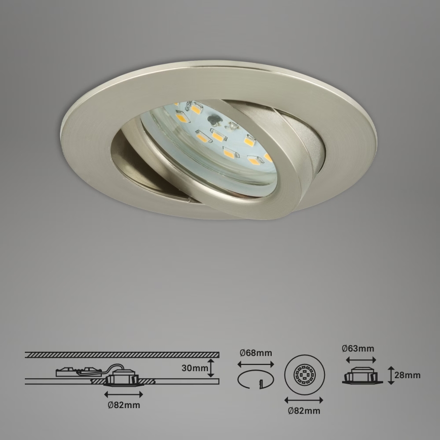 Briloner 7232-032 - KOMPLEKTAS 3 vnt. reguliuojami LED vonios įleidžiami šviestuvai ATTACH LED/5,5W/230V IP23