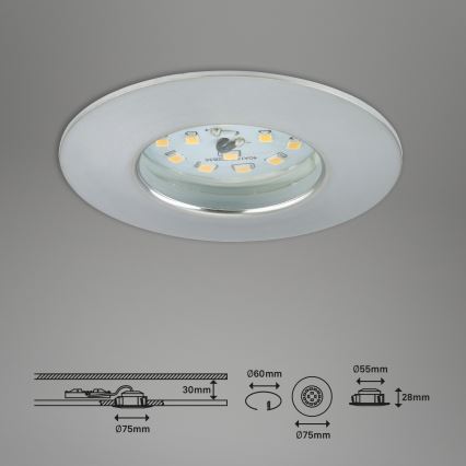 Briloner 7295-019 - LED Reguliuojamas vonios įleidžiamas šviestuvas ATTACH LED/6,5W/230V IP44