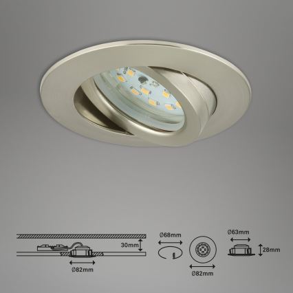 Briloner 7296-012 - LED Reguliuojamas vonios įleidžiamas šviestuvas ATTACH LED/6,5W/230V IP23 matinis chromas