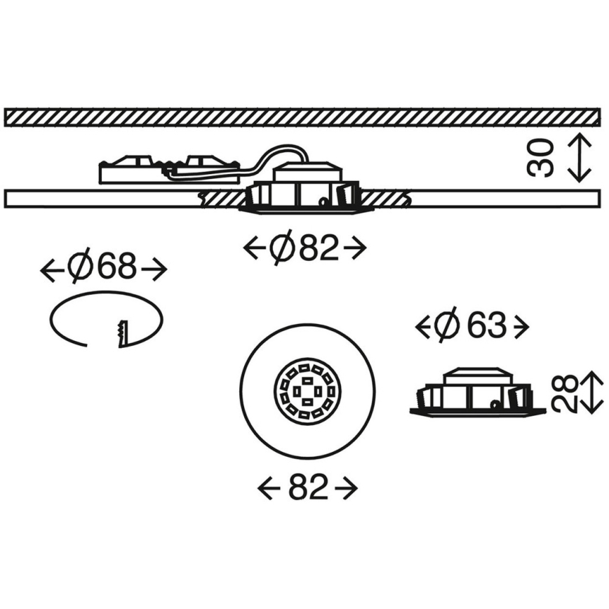 Briloner 7296-012 - LED Reguliuojamas vonios įleidžiamas šviestuvas ATTACH LED/6,5W/230V IP23 matinis chromas