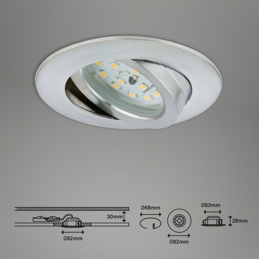 Briloner 7296-039 - Rinkinys 3 vnt. reguliuojamų LED vonios įleidžiamų šviestuvų 1xLED/6,5W/230V 3000K IP23 matinis chromas
