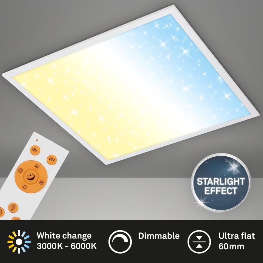 Briloner 7303-016 - LED Pritemdomas lubinis šviestuvas STARRY SKY LED/36W/230V 3000-6000K + nuotolinio valdymo pultas
